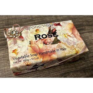 Rose Scented Sapone Vegetale Vegetable Soap Bar Handmade in Italy 10.5 oz C37